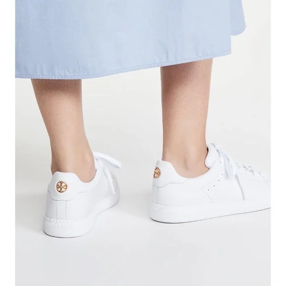 Tory Burch Classic Howell Court White Leather Tennis Shoes Size 8 - Picture 10 of 12